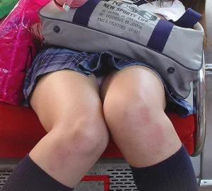 電車内でガチJKの太ももを盗撮した画像がエグいくらいにエロいw